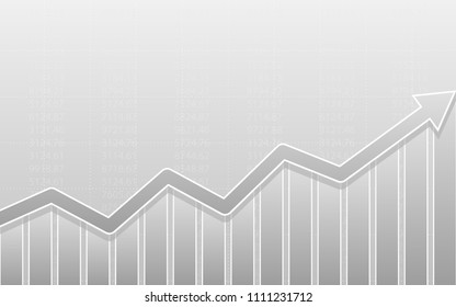 Abstract financial bar chart with uptrend line arrow graph on gray color background 
