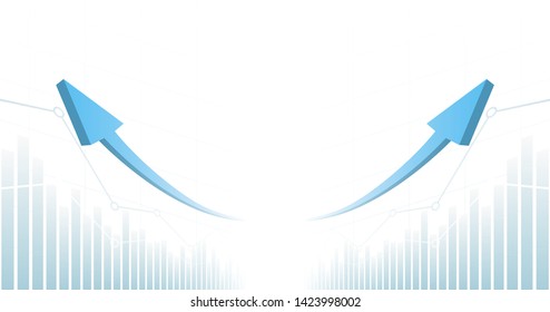abstract financial chart with 3d blue color uptrend line arrow and graph stock market on white color background