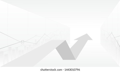 abstract financial chart with 3d uptrend line graph arrow in stock market on gradient white color background