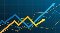 Abstract financial chart with arrow