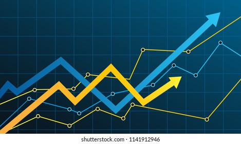 Abstract financial chart with arrow