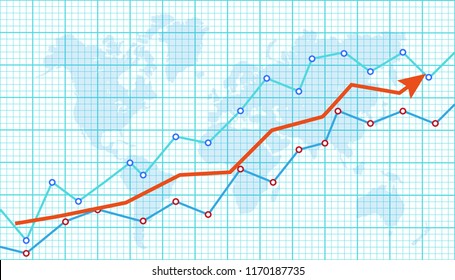 Abstract financial chart with arrow