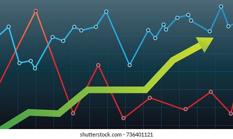 Abstract financial chart with arrow