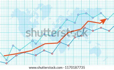 Abstract financial chart with arrow