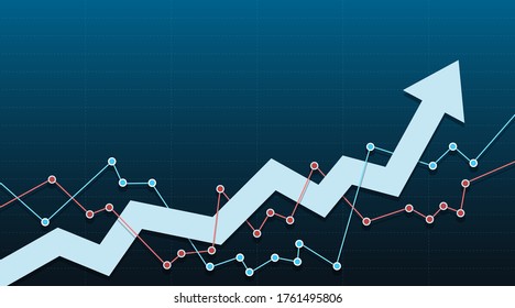 Abstract financial chart with an arrow pointing up. The concept of success with copy space. Vector illustration.