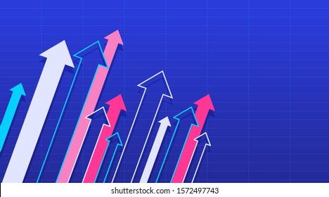 An abstract financial chart with arrows going up. Vector illustration.