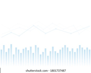 Abstract financial chart with blue  uptrend numbers and gradient line graph vector illustration on white background.