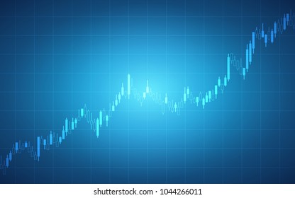 Abstract financial chart with candlestick in stock market on blue color background