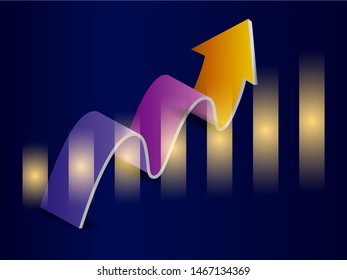 Abstract financial chart. Financial data graph chart, vector illustration. Trend lines, columns, market economy information background. Chart analytics economic concept.