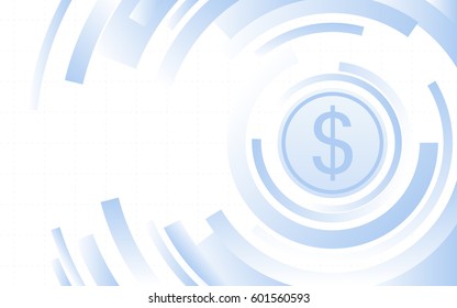 Abstract financial chart with dollar sign and technology circles on white color background (vector)