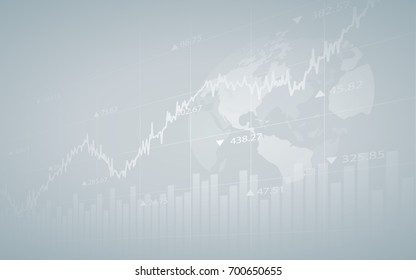 Abstract financial chart with global and numbers in stock market on gradient gray color background