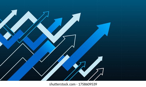 Abstract financial chart with interweaving arrows going up. Vector illustration.