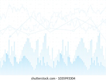 abstract financial chart with line graph and numbers on white color background