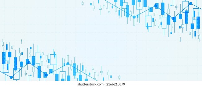 gráfico financiero abstracto con gráfico de líneas del mercado de valores en fondo azul
