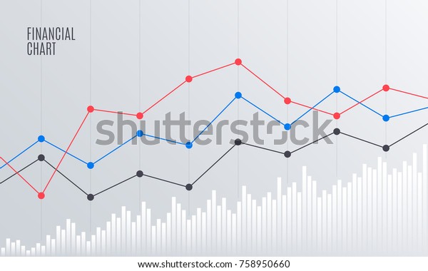 株式市場で折れ線グラフを使用した抽象的な財務チャート 統計の上昇 分析データレポート ベクターイラスト のベクター画像素材 ロイヤリティフリー