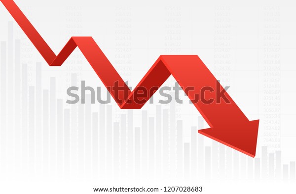 abstract financial chart with red color 3d\
downtrend line graph and numbers in stock market on gradient white\
color background