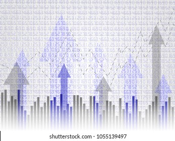 Abstract financial chart with set of number and arrow sign. Graph of investment trading. Trend of stock market chart. Business concept. Vector illustration.
