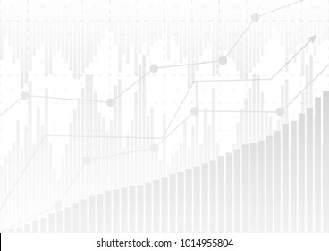 Abstract financial chart with up trend line graph and bar chart in stock market on white color background.Vector illustration.