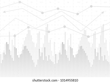 Abstract financial chart with up trend line graph and bar chart in stock market on white color background.Vector illustration.