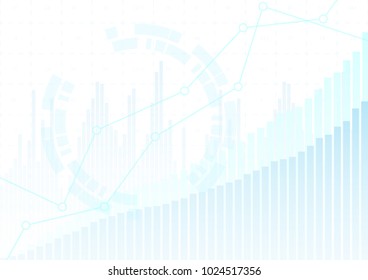 Abstract financial chart with up trend line graph and bar chart in stock market on white color background.Vector illustration.