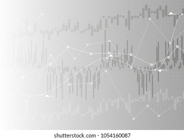 Abstract financial chart with trend line graph  in stock market on gray color background