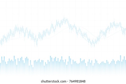 Abstract financial chart with trend line graph and bar chart in stock market on white color background