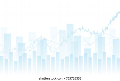 Abstract Financial Chart With Trend Line Graph And Bar Chart In Stock Market On White Color Background