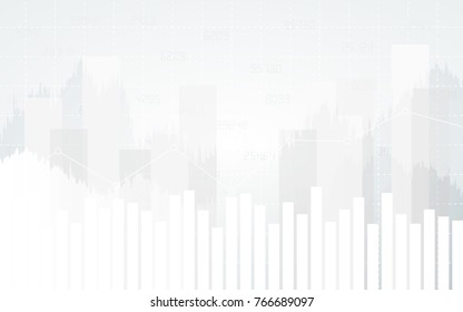 Abstract Financial Chart With Trend Line Graph And Numbers In Stock Market On White Color Background