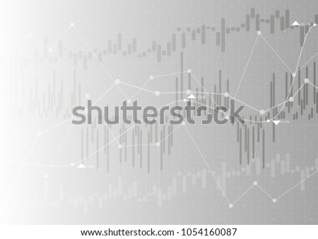 Abstract financial chart with trend line graph  in stock market on gray color background
