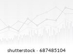 abstract financial chart with uptrend line graph and numbers in stock market on gradient white color background