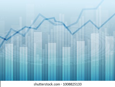 abstract financial chart with uptrend line graph and numbers in stock market.Vector  illustration.