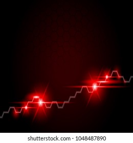 abstract financial chart with uptrend line graph in stock market on gradient red color background. Futuristic style
