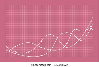 Abstract financial chart with uptrend line graph in stock market on gradient white color background. Trend lines, columns, market economy information background. Vector illustration