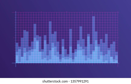 Abstract financial chart with uptrend line graph and numbers in stock market on gradient white color background. Trend lines, columns, market economy information background.  Vector illustration