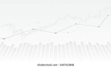 abstract financial chart with uptrend line graph and candlestick on black and white color background