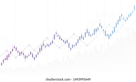 Abstract financial chart with uptrend line candlestick graph in stock market on white color background