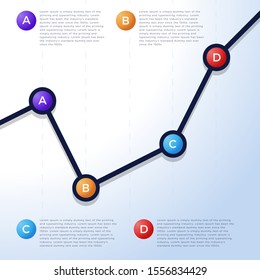 Abstract financial chart with uptrend line graph on gray background. Vector illustration.