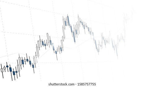 Abstract financial chart with uptrend line candlestick graph in stock market on white color background