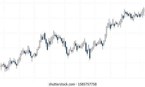 Abstract financial chart with uptrend line candlestick graph in stock market on white color background