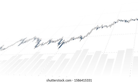Abstract financial chart with uptrend line candlestick graph in stock market on white color background