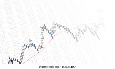 Abstract financial chart with uptrend line candlestick graph in stock market on white color background