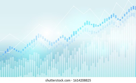 Abstract financial chart with uptrend line graph in stock market on blue light background.growing income, schedule.vector design