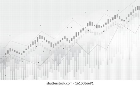 Abstract financial chart with uptrend line graph in stock market on black and white background.growing income, schedule,economy.vector design