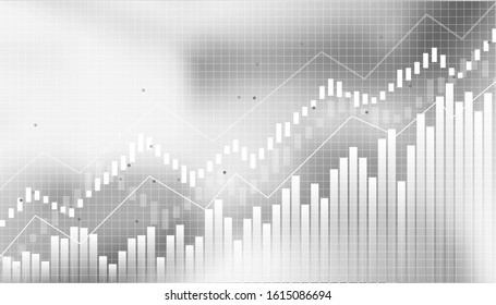 Abstract financial chart with uptrend line graph in stock market on black and white blured background.growing income, schedule,economy.vector design