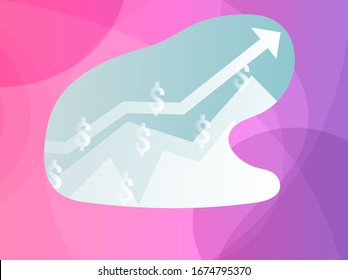 Abstract financial chart with uptrend line graph and numbers in stock market on gradient white color background
