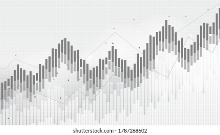 Abstract financial chart with uptrend line graph in stock market on black and white background.growing income, schedule,economy.vector design