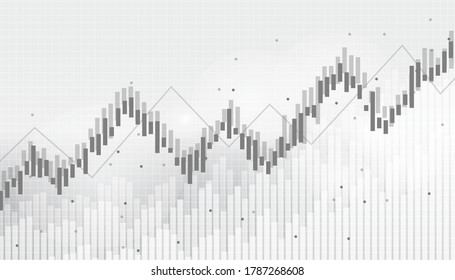 Abstract financial chart with uptrend line graph in stock market on black and white background.growing income, schedule,economy.vector design