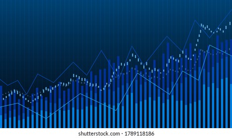 Abstract financial chart with an uptrend line graph. Vector illustration.