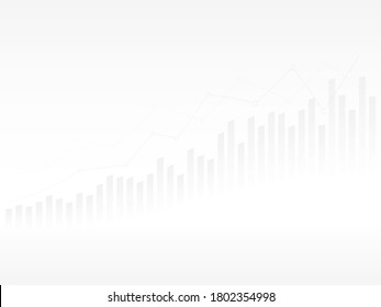 Abstract financial chart with uptrend line graph with gradient grey background.