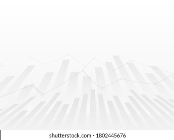 Abstract financial chart with uptrend line graph with gradient grey background.